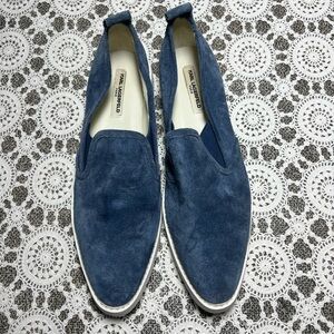 Karl Lagerfeld Blue Suede Slip-On Loafers